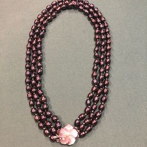 SOLD 🛑 Mother of Pearl Necklace with Sterling Silver clasp and Pearl Flower.